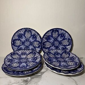 Set of 6 Pottery Barn Del Sol Melamine Salad Plates 8" (all the same design)